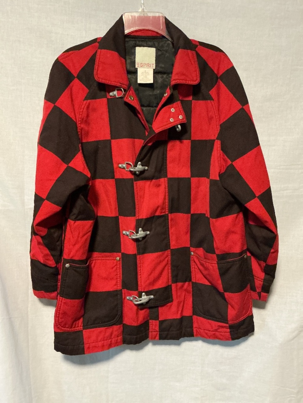 Vintage Esprit Black & Red Checkerboard Fireman Clasp Closure Wom